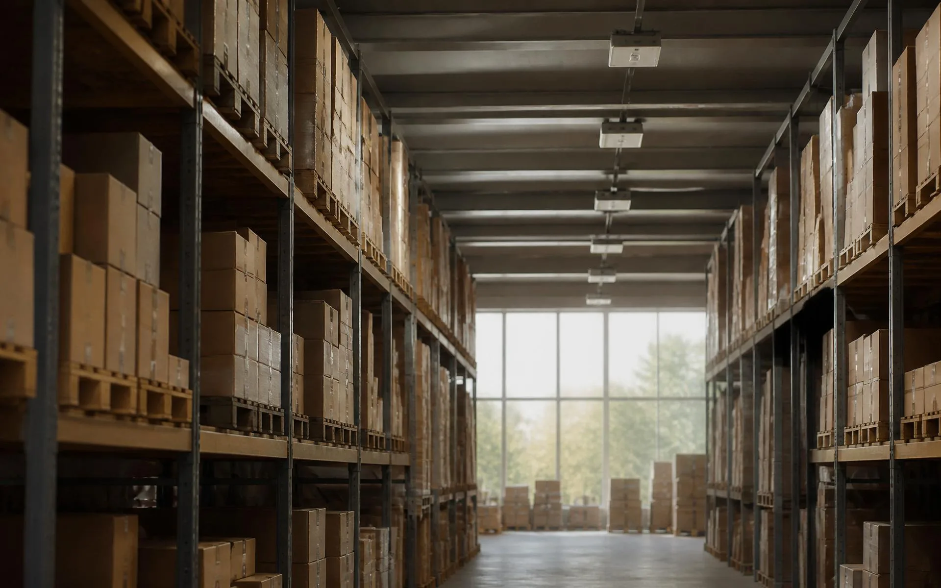 Corsia di magazzino con infrastruttura RFID discreta
