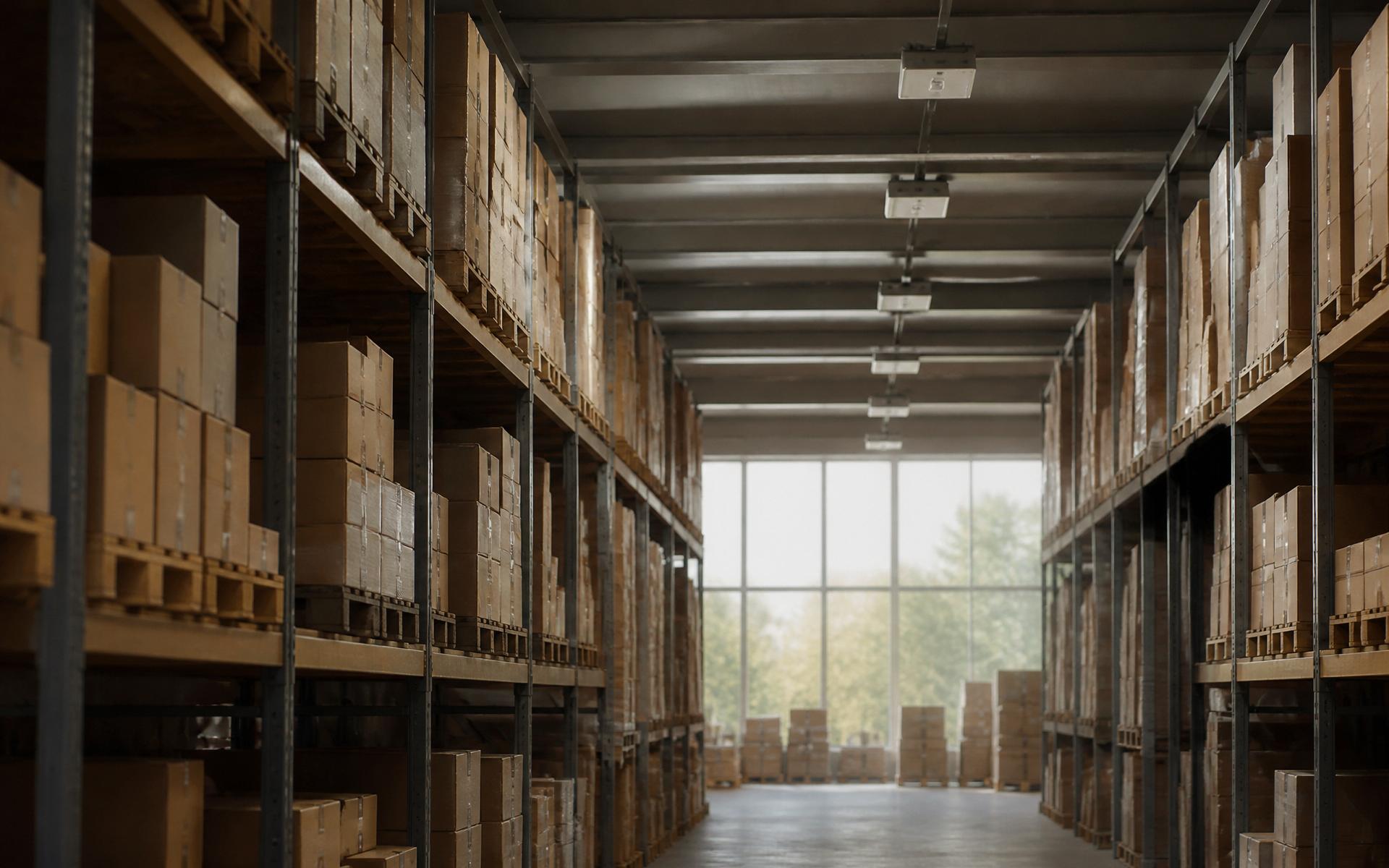 Corsia di magazzino con infrastruttura RFID discreta