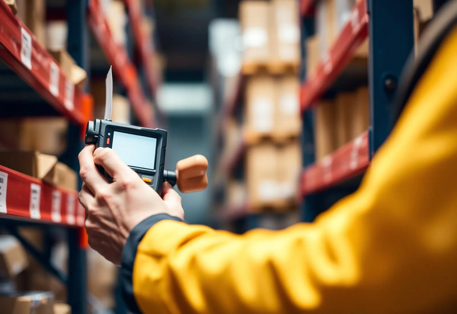 Operatore in ambiente industriale con terminale ruggedizzato